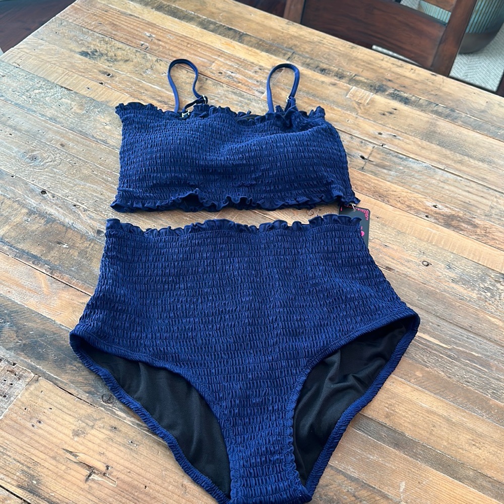 Amazon navy blue 2 piece swimsuit